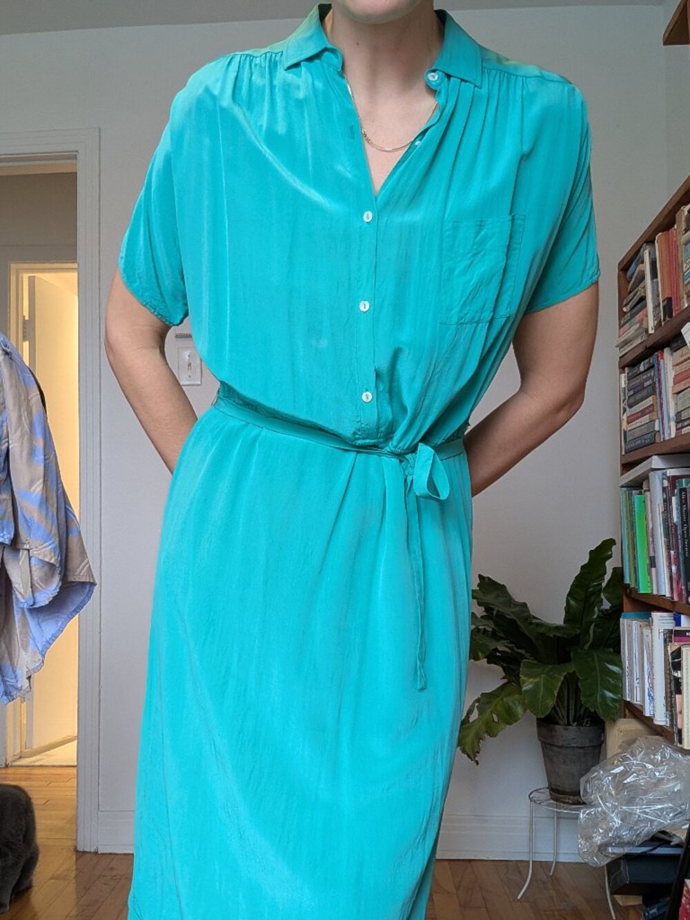 Vintage Diane Von Furstenberg Aqua short sleeve dress
